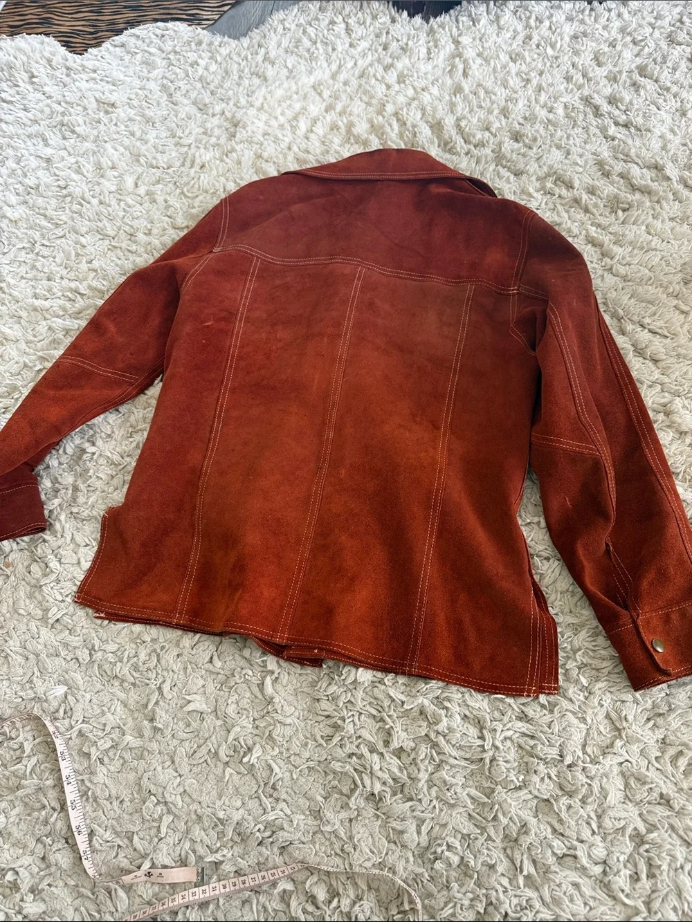 Vintage Rust Suede Button-Front Jacket